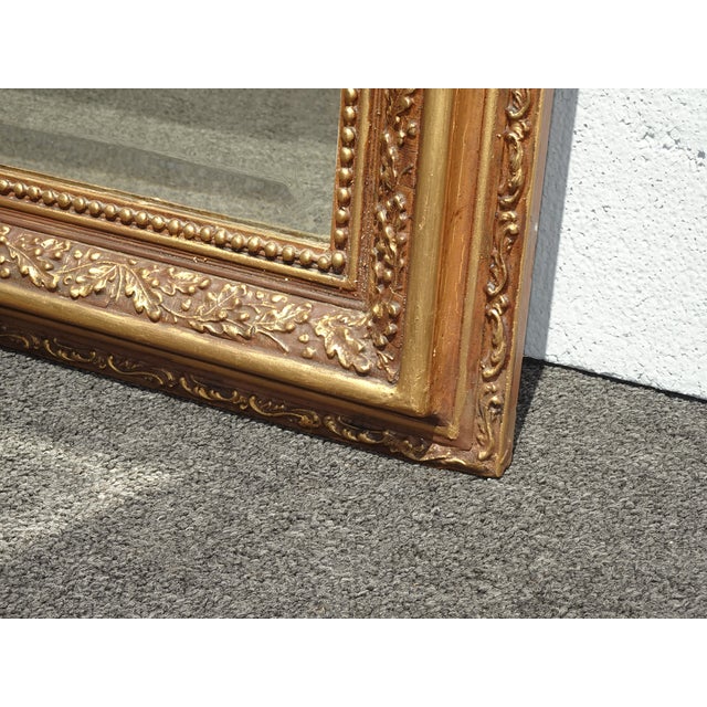 Brown Antique French Louis XV Gold & Brown Wall Mantle Beveled Glass Mirror For Sale - Image 8 of 12
