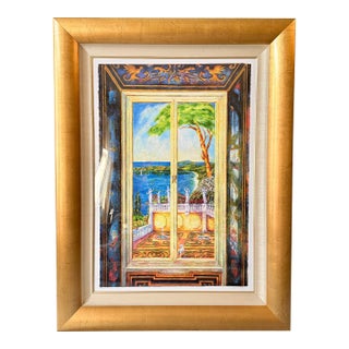 Jonna White Original Signed “Above Magens Bay” in Monumental Custom Gold Frame For Sale