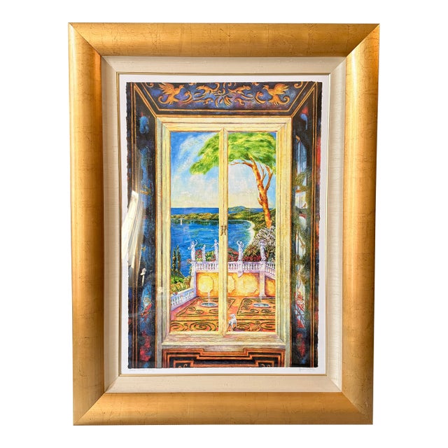 Jonna White Original Signed “Above Magens Bay” in Monumental Custom Gold Frame For Sale