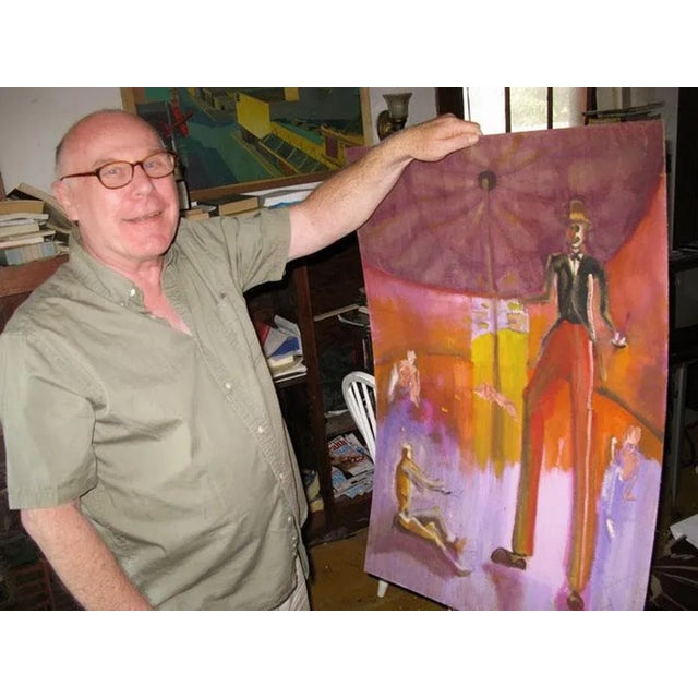 'Red Glider' by Keith Longcor, 2002; Large California Modernist Oil, Modesto Urban Landscape, Airplane For Sale - Image 9 of 10