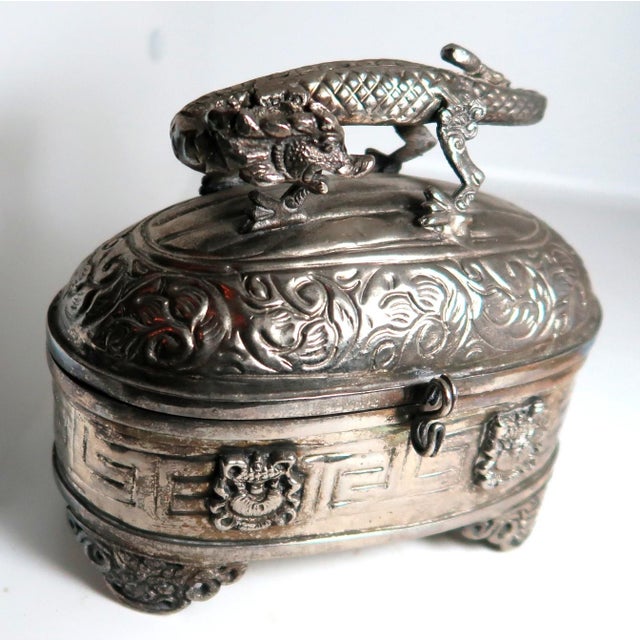 Mixed Metal Larger Size Dragon Trinket Box or Dresser Box or Jewelry Box For Sale - Image 9 of 13