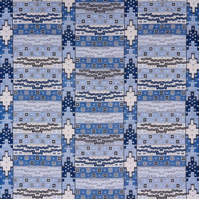 Sample - Schumacher Fairuza Flatweave Fabric, Denim For Sale