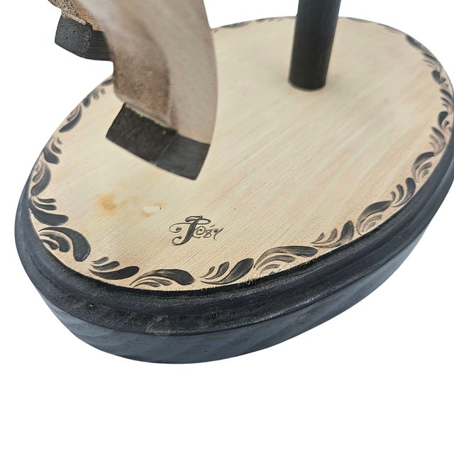 Wood Hand Carved Patriotic Wooden Horse, Signed & Dated Americana Folk Art Sculpture, 1987 For Sale - Image 7 of 11