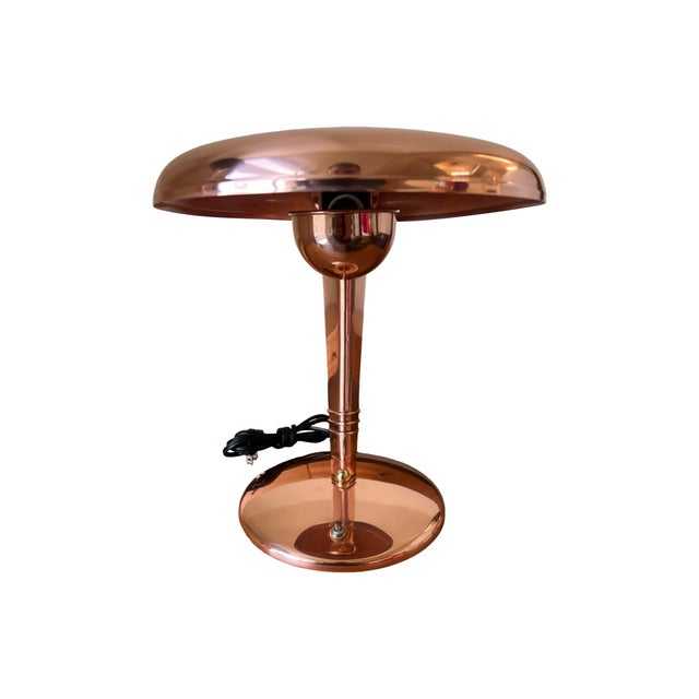 Vintage Art Deco 1940s Copper Desk Cobra Desk Lamp Faries Restored Rewired Machine Age For Sale In Palm Springs - Image 6 of 10