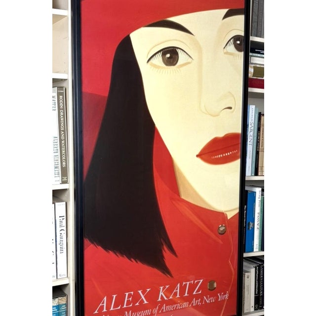 Alex Katz Red Coat Monumental Original 1986 Whitney Museum Exhibition Poster, Framed For Sale - Image 4 of 9
