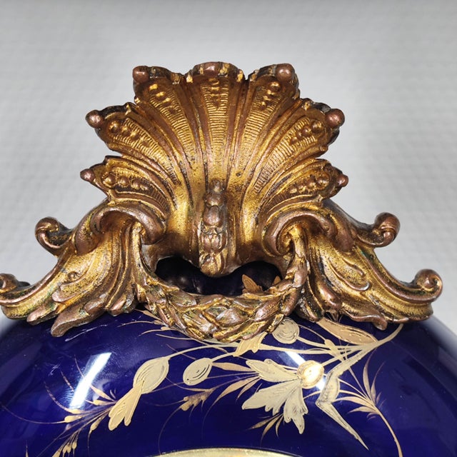 Stunning 19th-C. French Eugène Farcot Porcelain Clock Bleu De Roi For Sale - Image 10 of 15