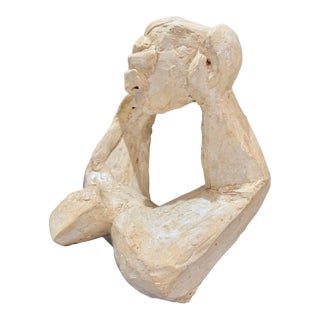 1960s Larry Mohr Painted Plaster Abstract Powerful Man Arms Sculpture Signed From Artist Estate For Sale
