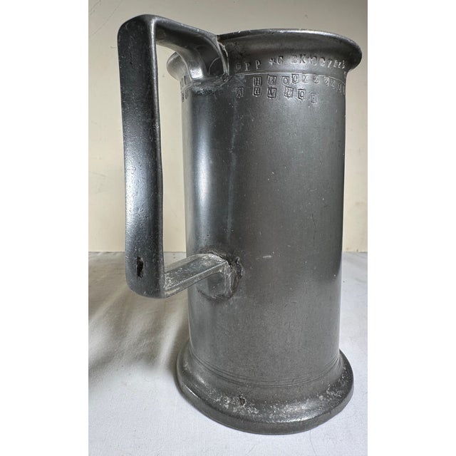 Metal Two Antique French Heavy Pewter Measuring Tankards For Sale - Image 7 of 17