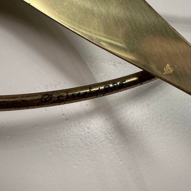 Curtis Jere brass wall hanging featuring 3 seagulls in the sky with an abstract cloud/sun behind them. Signed 1985.