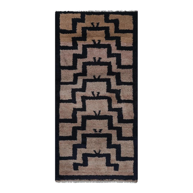 1960s Vintage Organic Wool Turkish Tulu Rug 3'1'' X 6'2'' For Sale