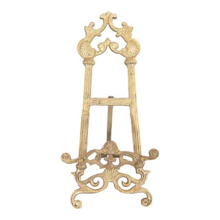 Antique Art Nouveau Brass Table Easel For Sale