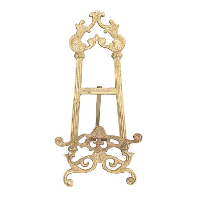 Antique Art Nouveau Brass Table Easel For Sale