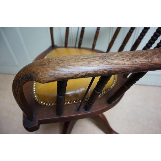 19th Century American Oak Revolving Library Armchair For Sale - Image 11 of 17