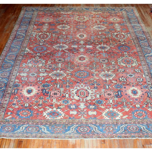 Textile Antique Zabihi Collection Persian Heriz Rug - 12'3" x 15'6" For Sale - Image 7 of 12