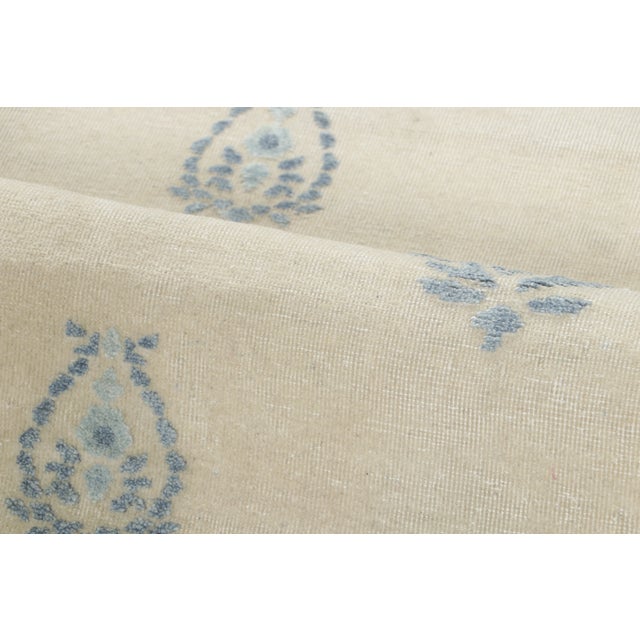 Contemporary Block Print Sky Blue Natural Silk Rug by Rug & Kilim, India For Sale In New York - Image 6 of 8