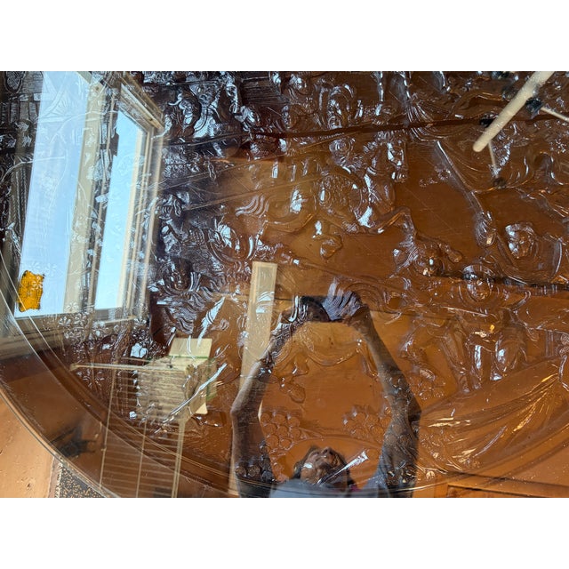 1970s Black Laquer Wood Round Chinoiserie Dining Table For Sale - Image 4 of 5