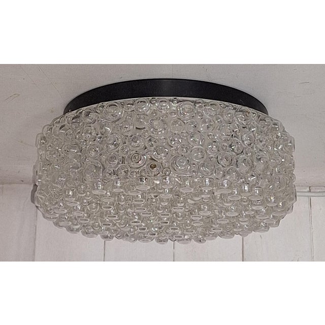 Vintage Ceiling Lamp with Black Metal Mounting and Clear Relief Glass Shade, 1980s For Sale - Image 6 of 7