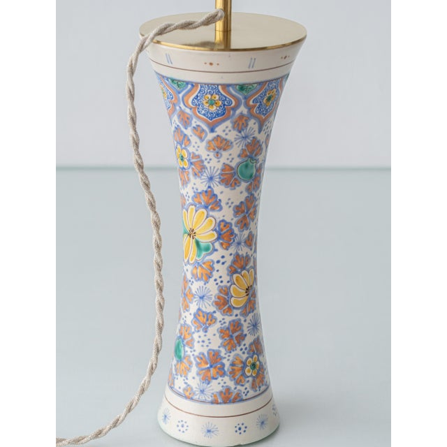 1918 Dutch Hand-Painted Floral Ceramic Table Lamps, Set of 2 For Sale - Image 12 of 16