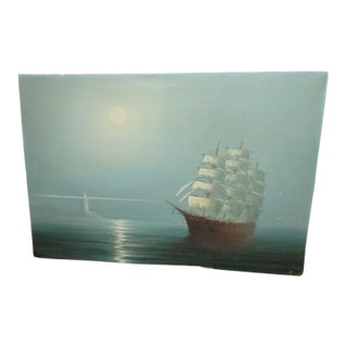 1970s P. Davis Original Seascape Paintings For Sale
