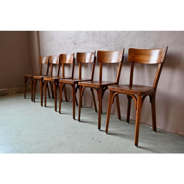 Bent Beech Bistro Chairs by Joamin Baumann for Baumann, 1970s, Set of 6 For Sale - Image 6 of 15