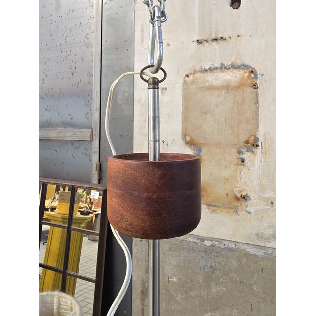 Vintage Teak and Wool 5-Arm Ceiling Light from Domus, Germany, 1970s For Sale - Image 15 of 17