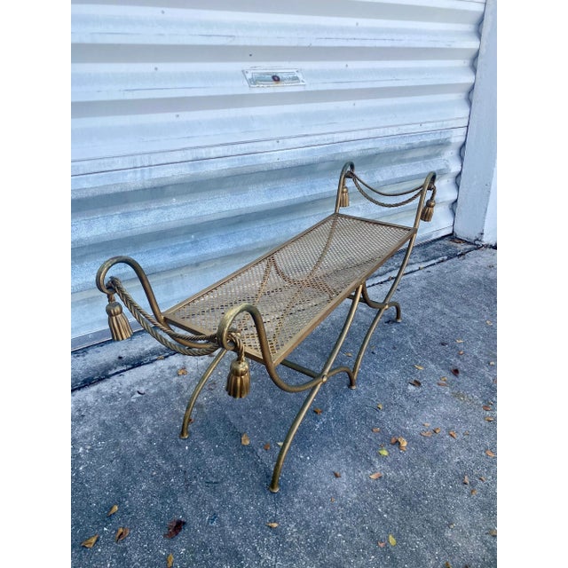 1970s Rope Gilt Metal and Teasel Bench . For Sale - Image 11 of 12