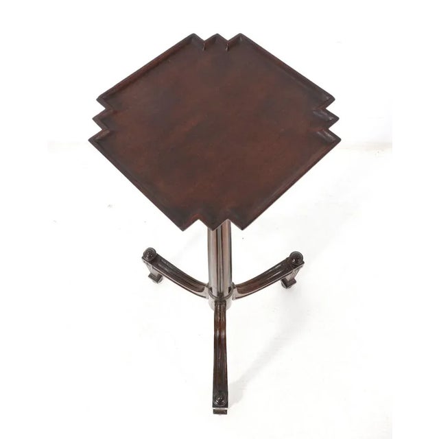 Louis XVI Style Tripod Side Table in Walnut, 1900s For Sale - Image 4 of 10