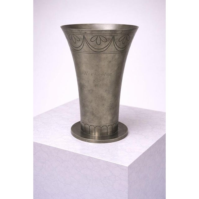 1930s Swedish Art Deco Pewter Vase attributed to C.G. Hallberg, 1930s For Sale - Image 5 of 7