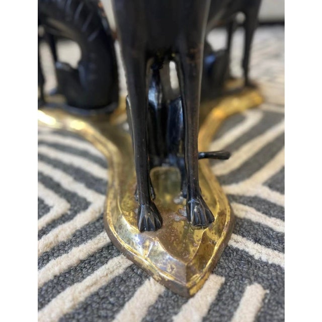 Maitland - Smith 1980s Bronze Brass and Glass Greyhound Whippet Coffee Table Attributed to Maitland-Smith For Sale - Image 4 of 5