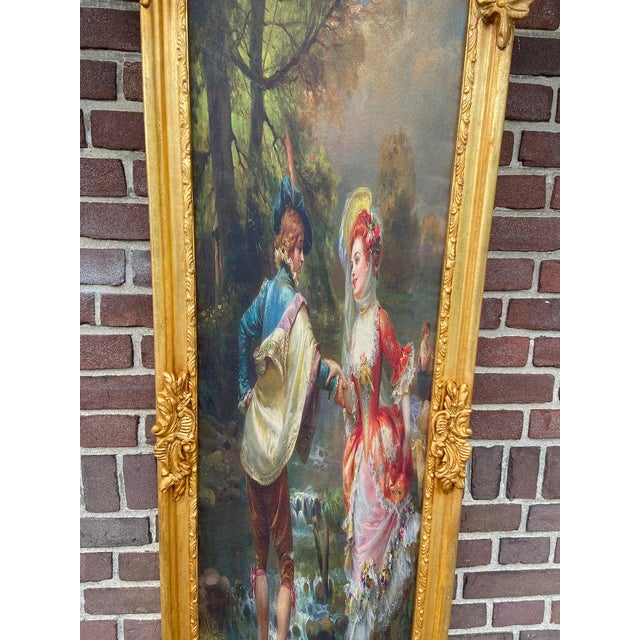 1970s French Louis XVI Gold Beech Fabric Wall Art 1pc For Sale - Image 6 of 15