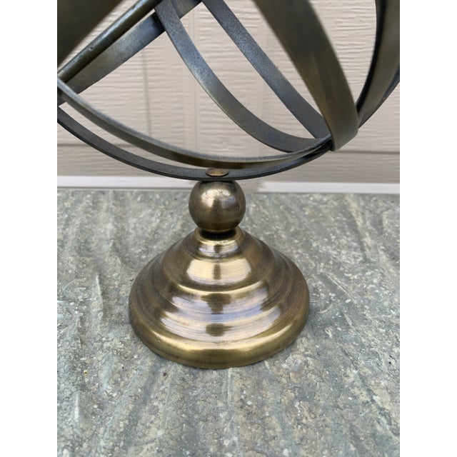 Metal Vintage Brass Armillary Sphere Sundial Garden Ornament, English Country Style For Sale - Image 7 of 11