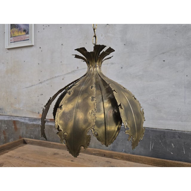 Gold Danish Brutalist Onion Pendant by Sørensen for Holm Sørensen & Co, 1960s For Sale - Image 8 of 15