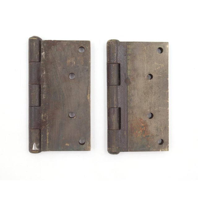 Pair of Vintage 4.5 X 4.5 In. Cast Iron Butt Door Hinges For Sale - Image 4 of 4