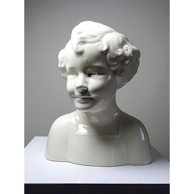Ceramic Large Art Deco Faience Bust from Sarreguemines, 20th Century For Sale - Image 7 of 17