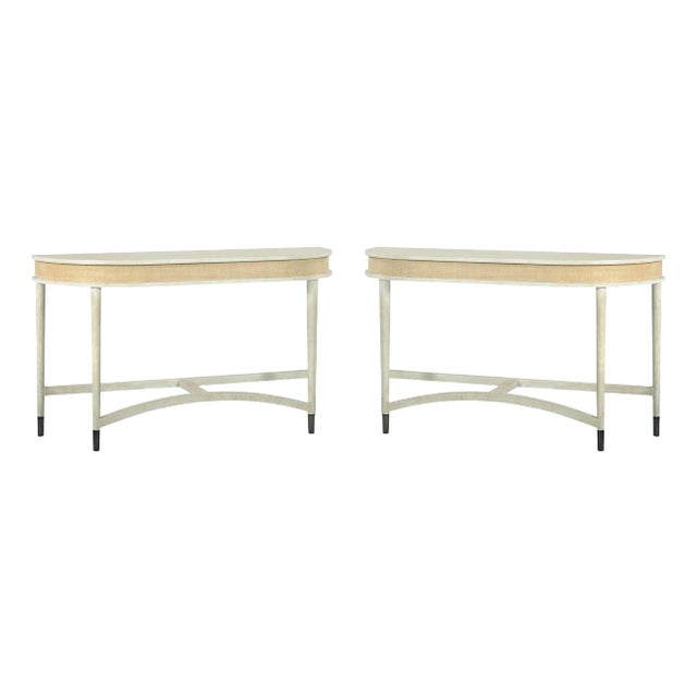 Pair of Himalaya DemiLune Console Tables For Sale