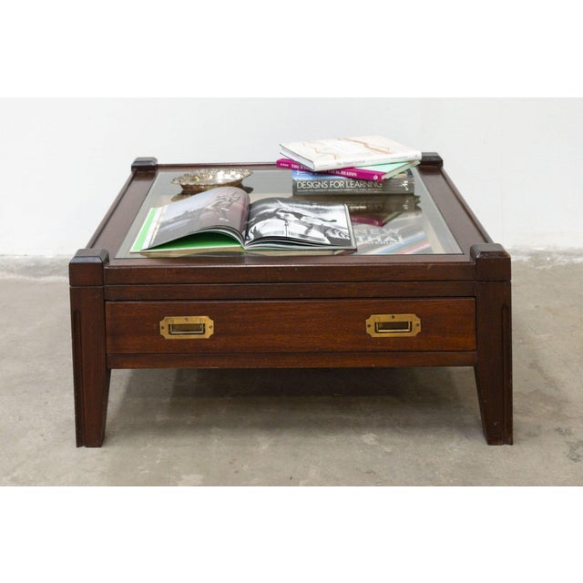 Coffee Table in Walnut with Glass Top For Sale - Image 16 of 17