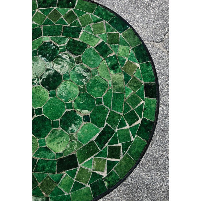 2020s 14" Mini Moroccan Mosaic Accent Table – Tamegroute Green Tile Top For Sale - Image 5 of 11