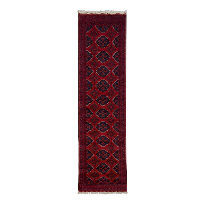 Red & Navy Geometric Medallion Tribal Runner Rug, 2'6
