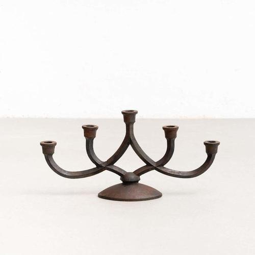 Rustic Rustic Metal Candleholder, 1940 For Sale - Image 3 of 16