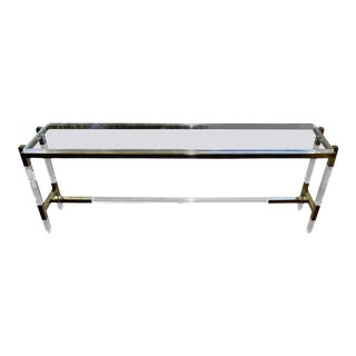 Charles Hollis Jones "Metric Line" Brass Console Table Signed For Sale