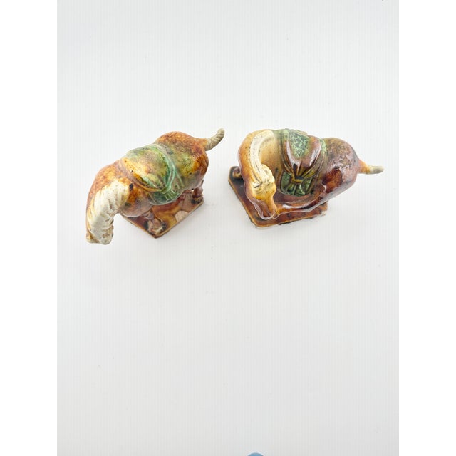 Ceramic Vintage Sancai Glaze Ceramic Horse Figurines Set - Tang Dynasty Style - Pair of 2 For Sale - Image 7 of 8