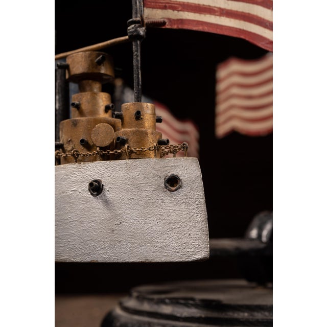 Vintage Patriotic Folk Art American Submarine Whirligig For Sale - Image 9 of 10