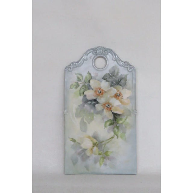 Ceramic Cutting Board Signed 1998 Hand Painted Blue With Yellow Flowers 3706b For Sale - Image 10 of 10