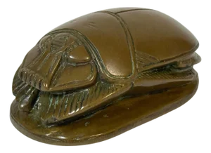 Egyptian Revival Bronze Scarab Paperweight with Hieroglyphic Inscription