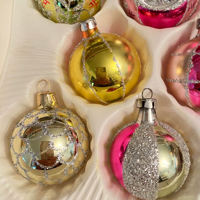Vintage German Glass Christmas Tree Ornaments - Set of 8 For Sale - Image 11 of 18