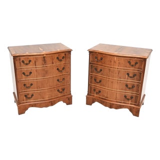 Antique Georgian Style Yew Wood Chests of Drawers, 1930, Set of 2 For Sale