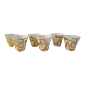 Modern Gold Numbered Porcelain Turkish/Expresso Coffee/Tea Cups, Set of 6