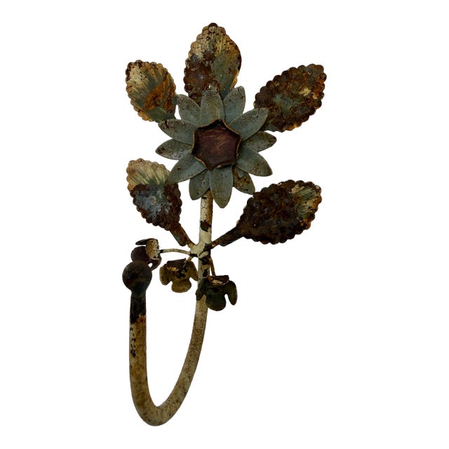 Vintage Crusty Tole Wall Hook For Sale
