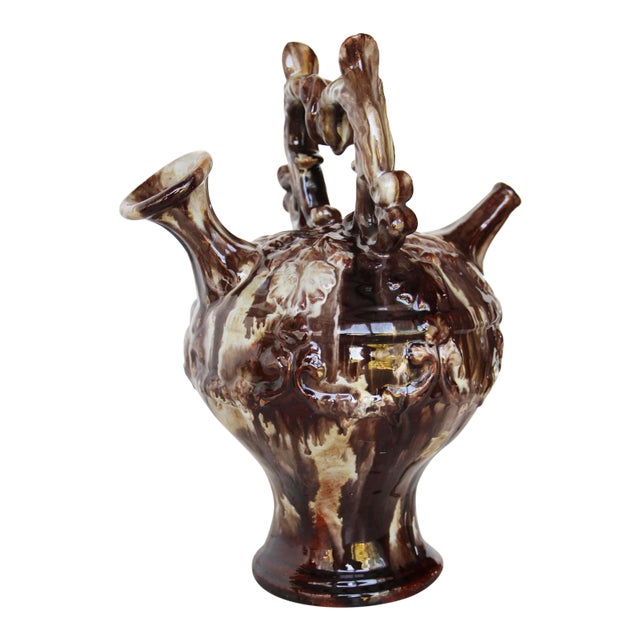 Antique Portuguese Palissy Ware Majolica Water Jug For Sale