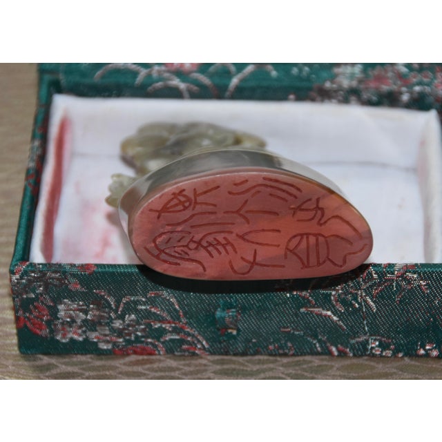 Stone 1960s Chinese Hand Carved Shoushan Stone God of Longevity & Prosperity Store Seal For Sale - Image 7 of 9